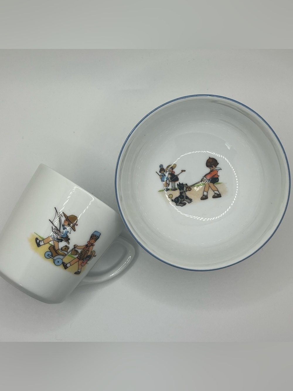 Vintage Pier 1 Ceramic Child's Dish Set Germany Cup Saucer